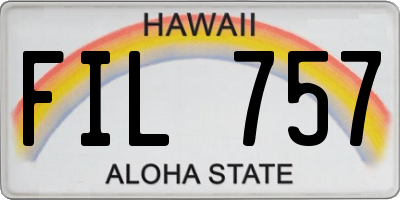 HI license plate FIL757