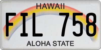HI license plate FIL758