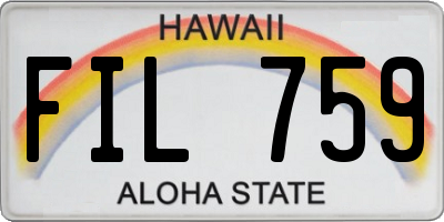 HI license plate FIL759