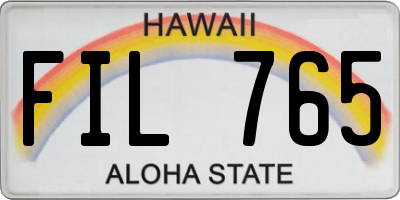 HI license plate FIL765