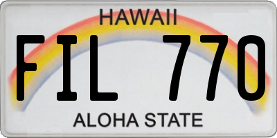 HI license plate FIL770