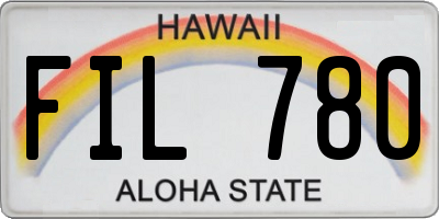 HI license plate FIL780
