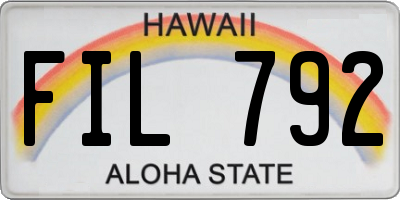 HI license plate FIL792