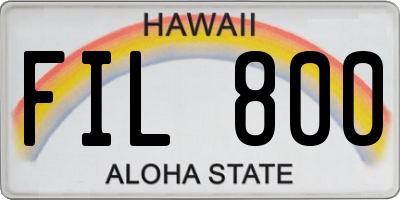 HI license plate FIL800