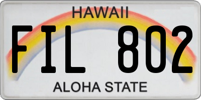 HI license plate FIL802