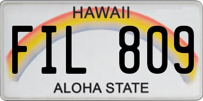 HI license plate FIL809
