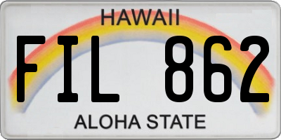 HI license plate FIL862