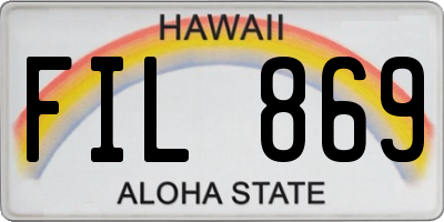 HI license plate FIL869