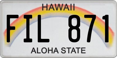 HI license plate FIL871