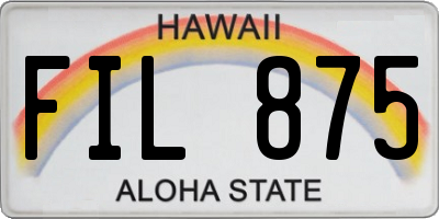 HI license plate FIL875