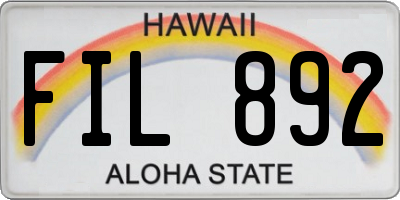 HI license plate FIL892