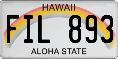 HI license plate FIL893