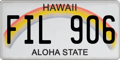 HI license plate FIL906
