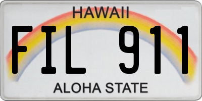 HI license plate FIL911