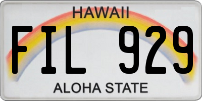 HI license plate FIL929