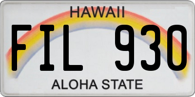 HI license plate FIL930