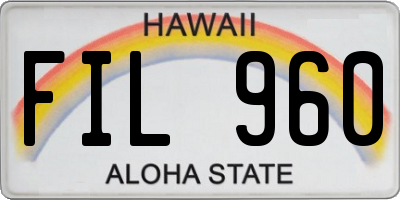 HI license plate FIL960