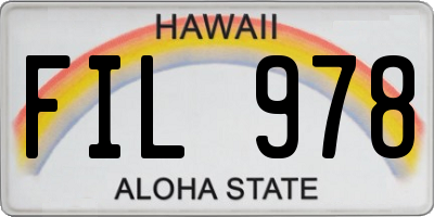 HI license plate FIL978