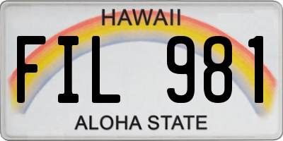 HI license plate FIL981