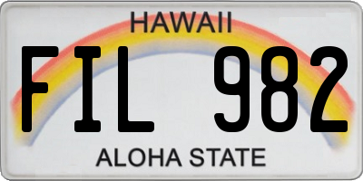 HI license plate FIL982