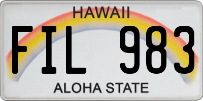 HI license plate FIL983
