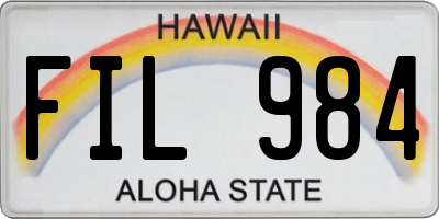 HI license plate FIL984