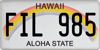 HI license plate FIL985