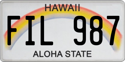 HI license plate FIL987