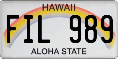 HI license plate FIL989