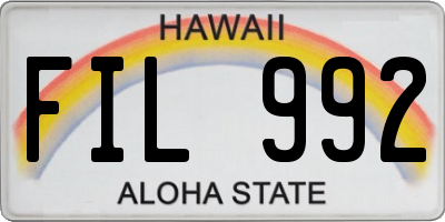 HI license plate FIL992