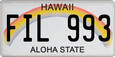 HI license plate FIL993
