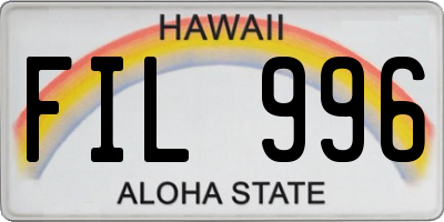 HI license plate FIL996