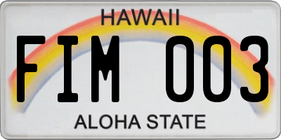 HI license plate FIM003