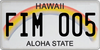 HI license plate FIM005
