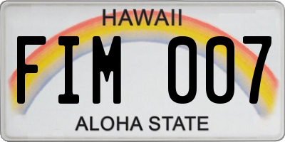 HI license plate FIM007