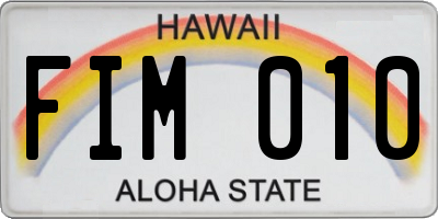 HI license plate FIM010