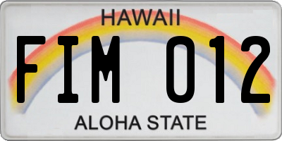 HI license plate FIM012