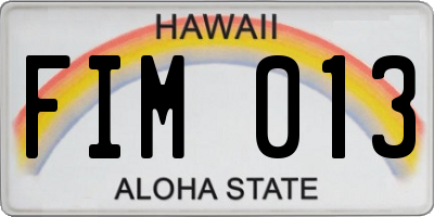 HI license plate FIM013
