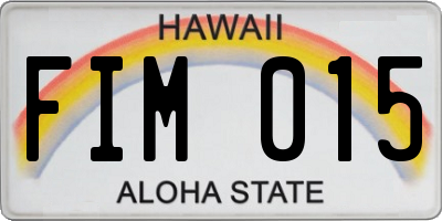 HI license plate FIM015