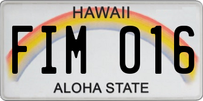 HI license plate FIM016