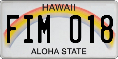 HI license plate FIM018