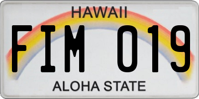 HI license plate FIM019