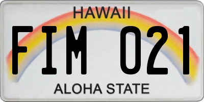HI license plate FIM021