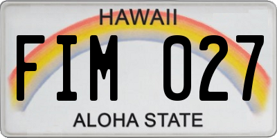 HI license plate FIM027