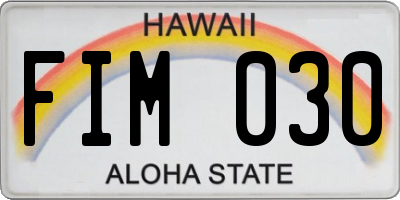 HI license plate FIM030