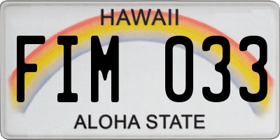 HI license plate FIM033