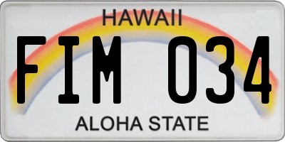 HI license plate FIM034