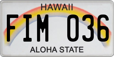 HI license plate FIM036