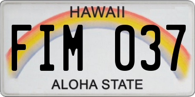HI license plate FIM037