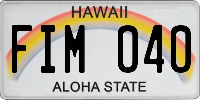 HI license plate FIM040